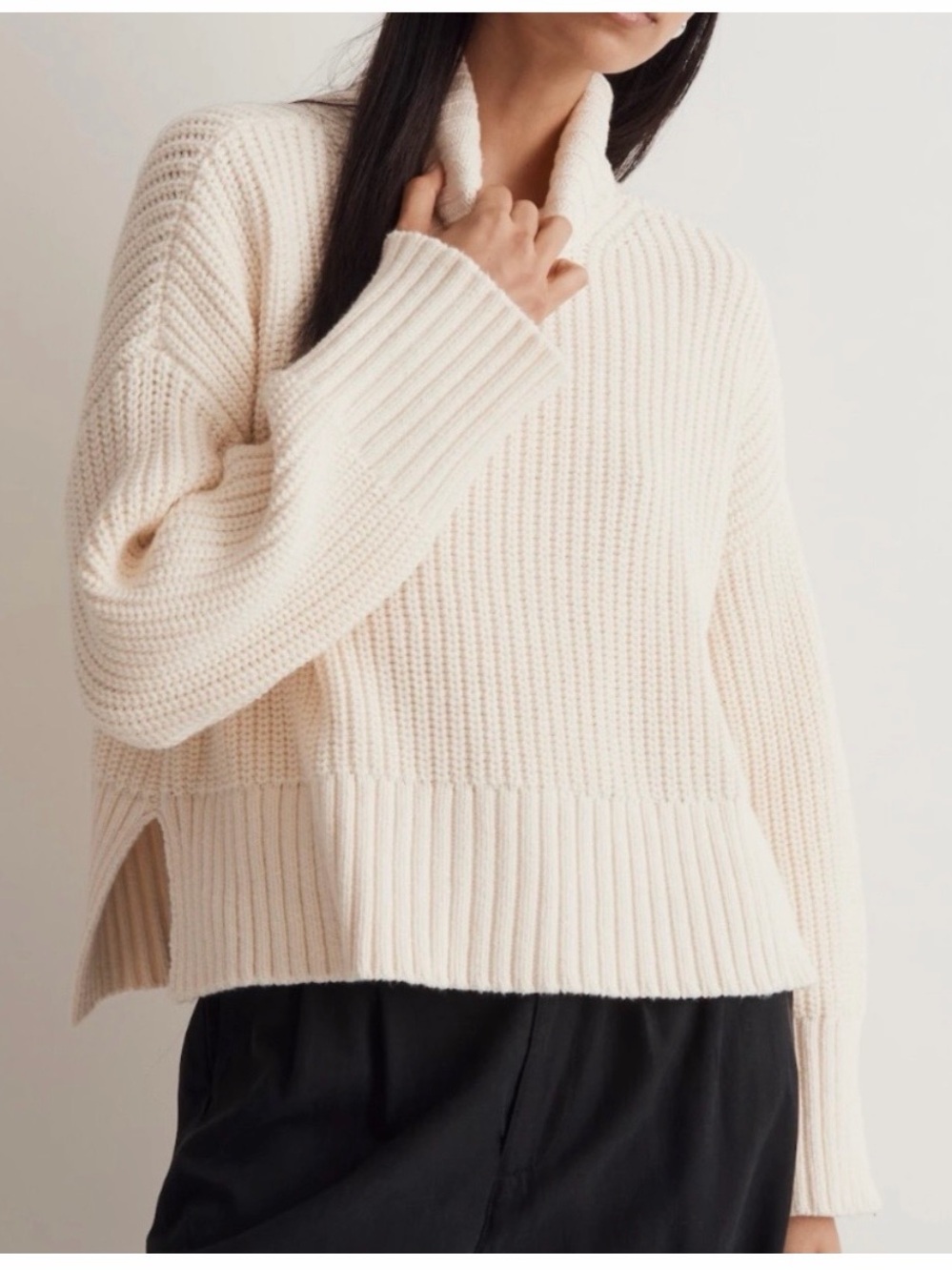 Madewell ivory chunky ribbed knit sweater